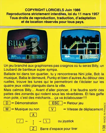 Billy La Banlieue (F) (1986) box cover back